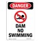 Signmission Safety Sign, OSHA Danger, 18" Height, Aluminum, Dam No Swimming, Portrait OS-DS-A-1218-V-1644 - alternate 1